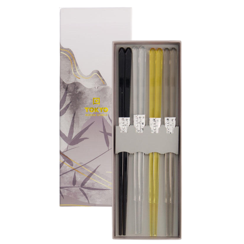 Spisepinde gavesæt, Acrylic Brown - 4 par